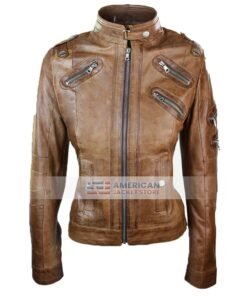 Ladies-Womens-Real-Genuine-Leather-Biker-Jacket