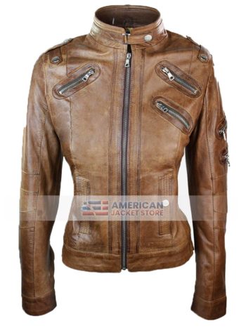 Ladies-Womens-Real-Genuine-Leather-Biker-Jacket