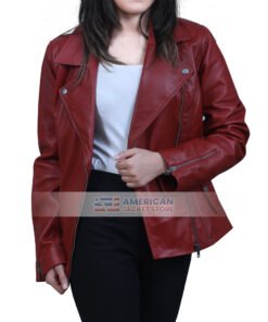 Madison Iseman Hot Red Leather Jacket