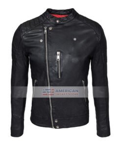 Mens-Black-Cafe-Racer-Cowhide-Leather-Jacket