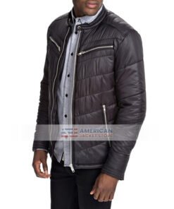 Mens-Puffer-Black-Leather-Jacket