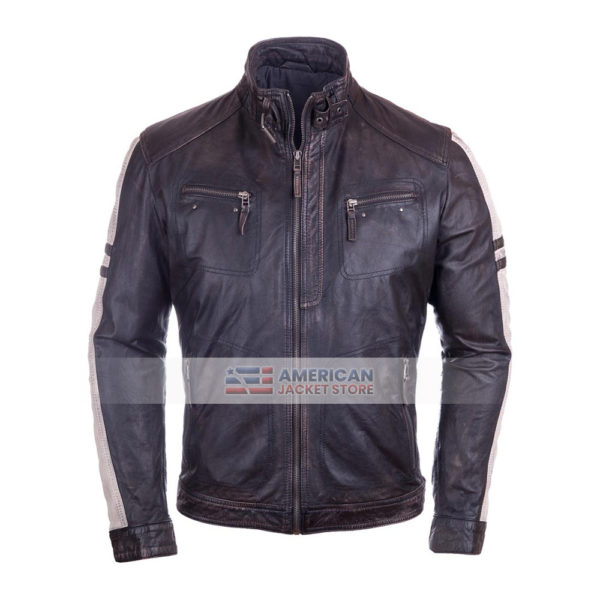 Mens-Vintage-Cafe-Racer-Distressed-Leather-Biker-Jacket-Black