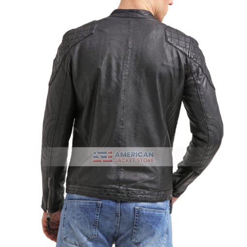 Mens-White-Stripes-Motorcycle-Black-Leather-Jacket