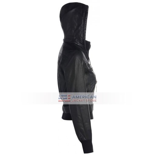 Womens Slim Fit Hooded Bomber Jacket - Image 3