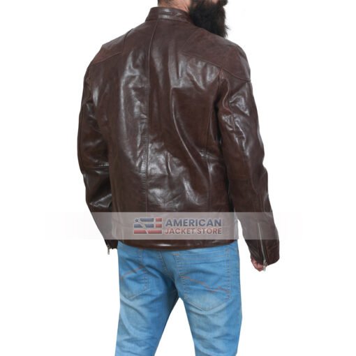 Hardy Distressed Brown Leather Jacket - Image 4
