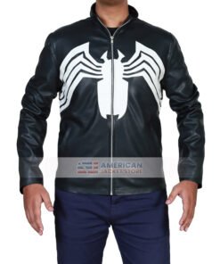Tom-Spider-Logo-Black-Leather-Jacket
