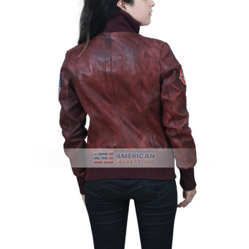 Women Top Gun Flight Bomber Leather Jacket - Image 6