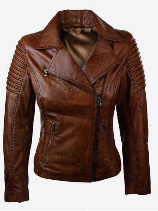 Womens-cafe-racer-brown-jacket