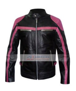 mens-pink-strips-biker-leather-jacket