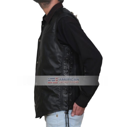 Angel Wings Black Leather Vest - Image 3