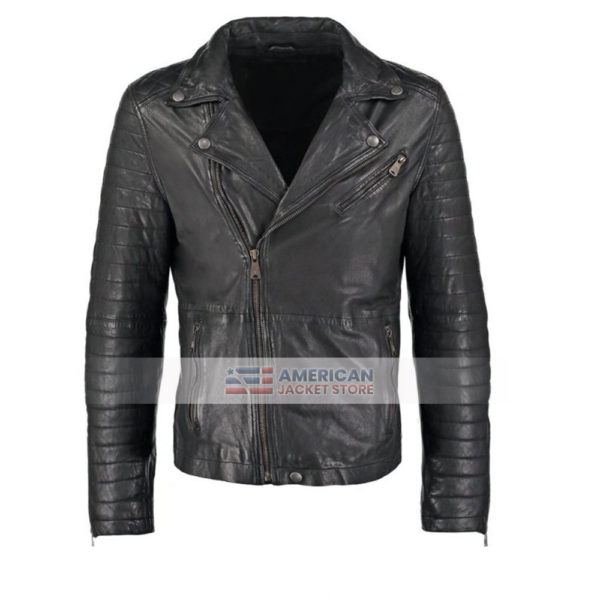 Mens Regular Motorcycle Lambskin Leather Jacket - American Jacket Store