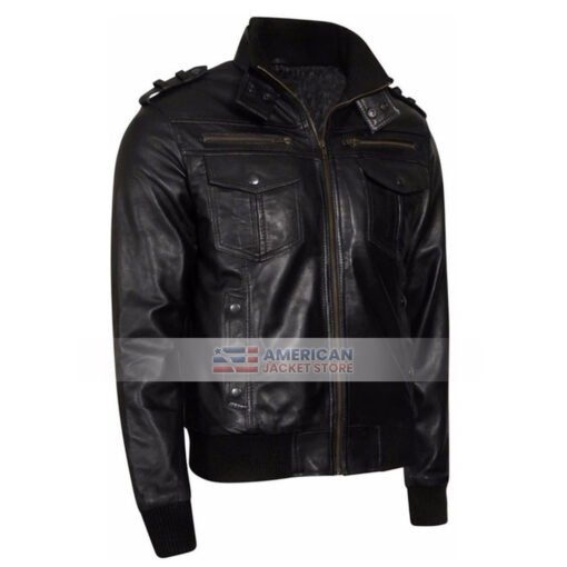 slim-fit-men-vintage-double-pocket-black-Jacket
