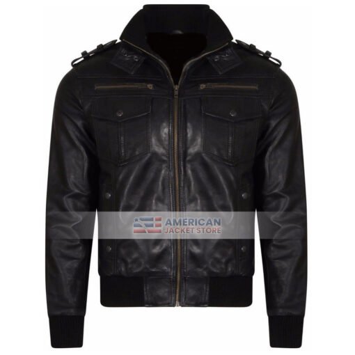 slim-fit-mens-vintage-double-pocket-black-Jacket
