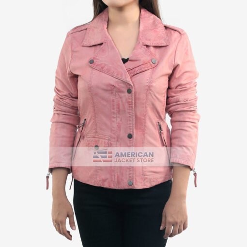pink leather jacket