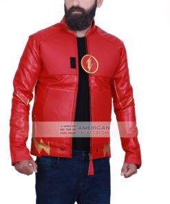 Gustin The Flash Mens Red Motorcycle Leather Jacket