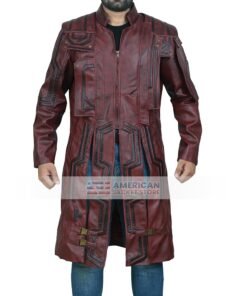 Peter Quill Galaxy Men's Star Lord Trench Leather Coat