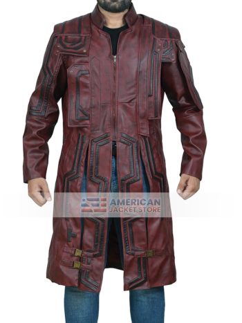 Peter Quill Galaxy Men's Star Lord Trench Leather Coat