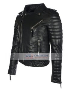Men's Fashion Micheals Quilted Boda Black Biker Leather Jacket