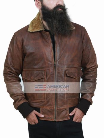 Far Cry 5 Aviator Distressed Brown Leather Jacket