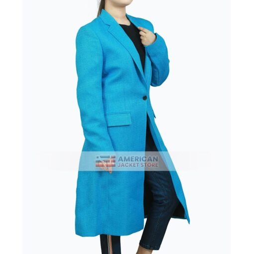 Diana A Discovery of Witches Womens Blue Wool Trench Coat