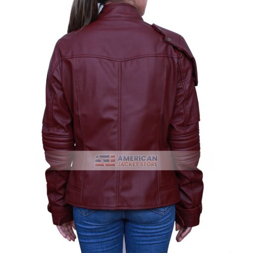 Womens Star Lord Maroon Costume Leather Jacket