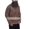 Mens Distressed Brown Transformers Leather Jacket