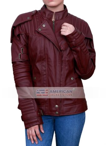 Womens Guardian of the Galaxy Maroon Leather Jacket