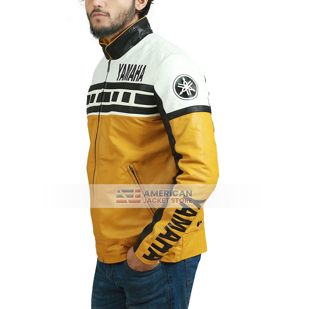 Jackson Yellow and Black Leather Motorcycle Jacket