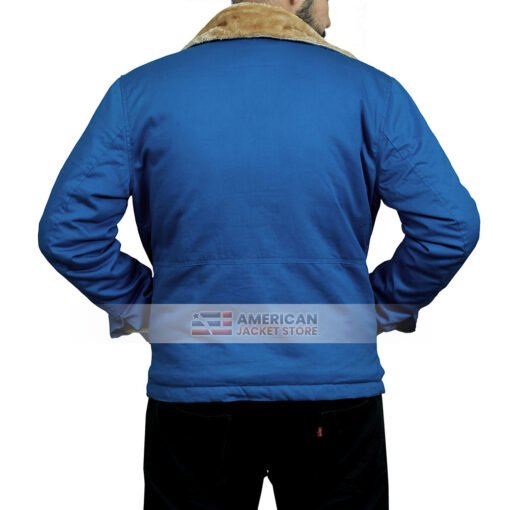 Men's Tom Shearling Blue Cotton Jacket - Image 5