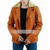 Amy Womens Tan Brown Shearling Leather Jacket