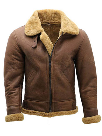 Mens Sheepskin Bomber Leather Jacket