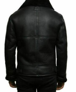 Mens B3 Bomber Real Shearling Sheepskin Black Leather Jacket