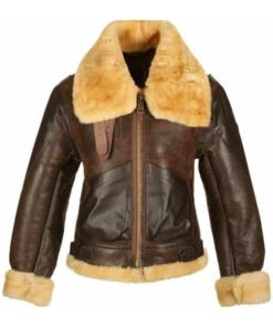 Mens RAF B3 Chocolate Brown Sheepskin Leather Jacket