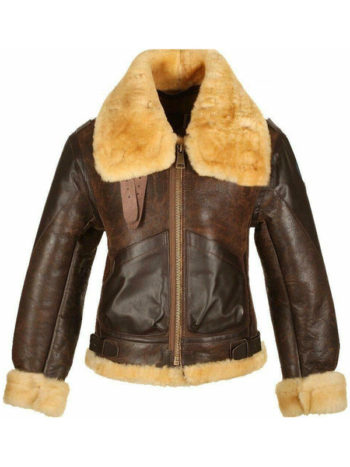 Mens RAF B3 Chocolate Brown Sheepskin Leather Jacket