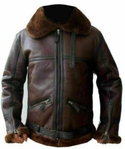 Mens RAF Aviator B3 Bomber Reddish Sheepskin Leather Jacket