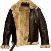 Mens RAF Aviator Sheepskin Brown Leather Jacket