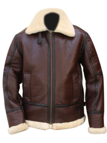 Mens Brown Sheepskin Leather Shearling Jacket