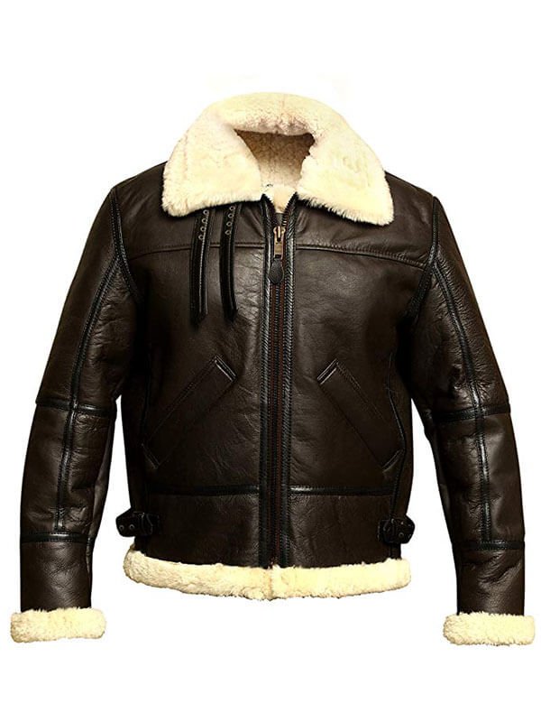 B3 Flight Aviator Bomber Real Shearling Leather Jacket