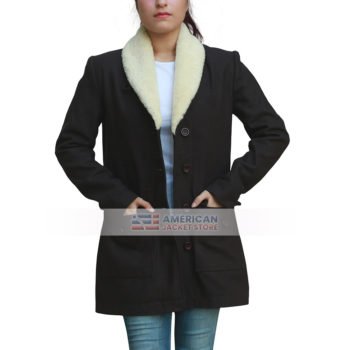 Kelly Reilly Yellowstone Shearling Wool Coat 