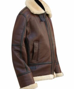 Mens Brown Sheepskin Leather Shearling Jacket