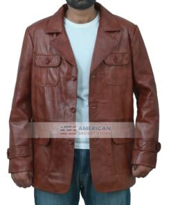 Jason Flap Pockets Casual Brown Long Leather Jacket