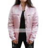 Womens Meagan Lightweight Satin Bomber Jacket