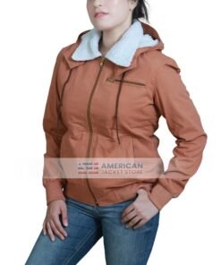 Womens Beth Lightweight Stylish Brown Cotton Jacket