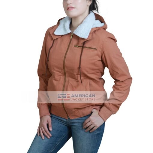 Womens Beth Lightweight Stylish Brown Cotton Jacket