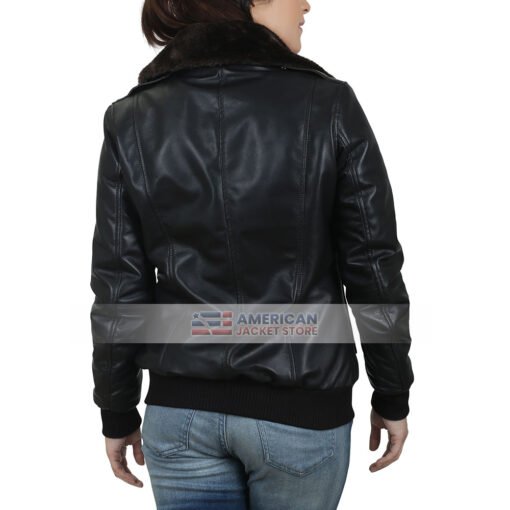 Casual Slimfit Black Shearling Collar Leather Jacket