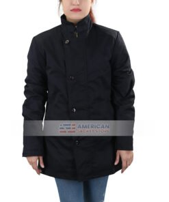 Womens Out door Lightweight Casual Black Cotton Coat