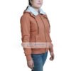 Womens Beth Lightweight Stylish Brown Cotton Hooded Jacket