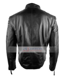 Mens Stylish classic black motorcycle leather jacket
