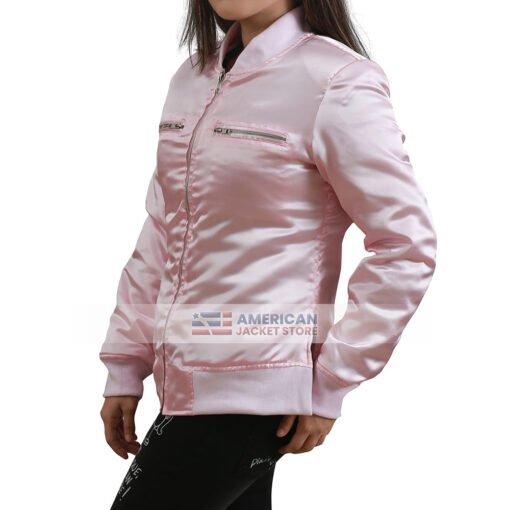 Womens Meagan Satin Bomber Jacket