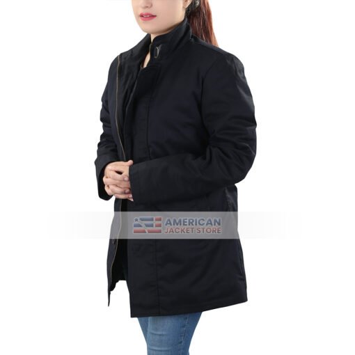 Womens Out Door Black Cotton Coat